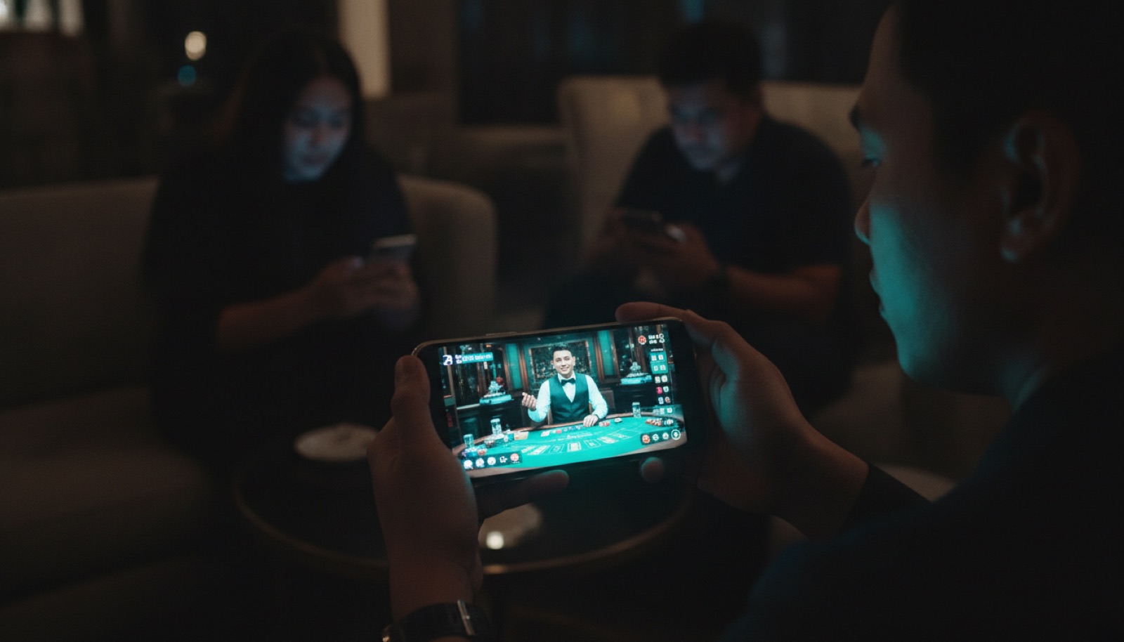 VR7 Live Casino on a handset: landscape tables, real dealers